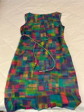 Vintage Dynasty 100%Silk Sleeveless Shift Dress